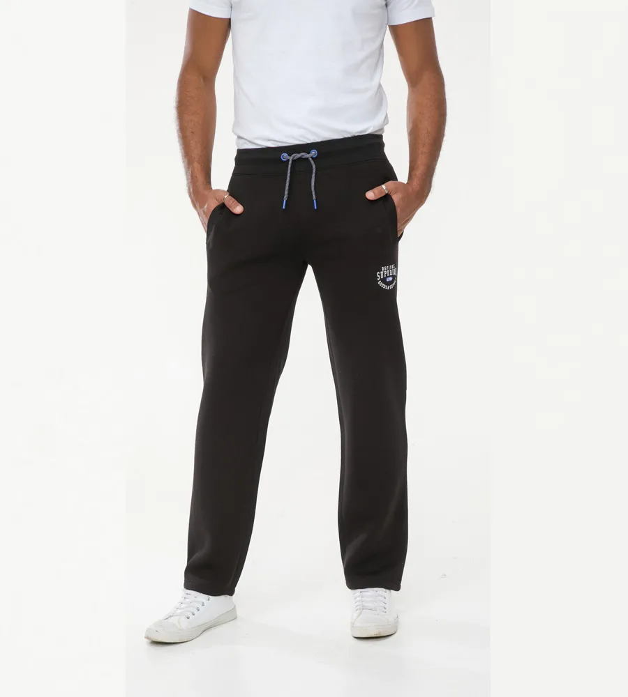 D555 Tall Mens Black Embroidered Jogger With Open Hem (JENNER)